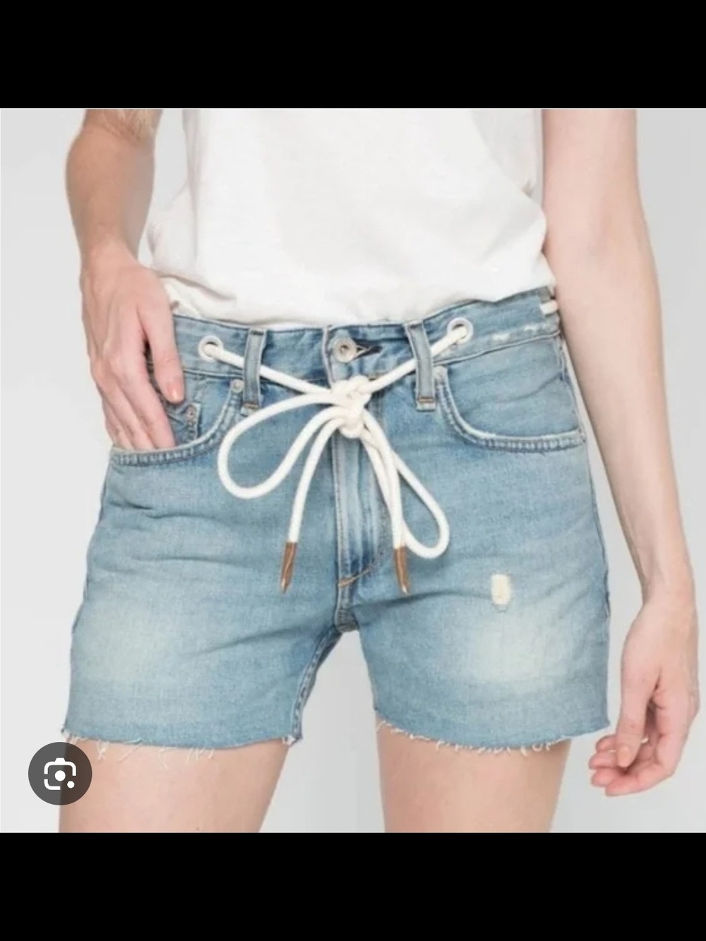 Rag & Bone Women's Rocklyn Jean Shorts Drawstring Light Wash Denim 26